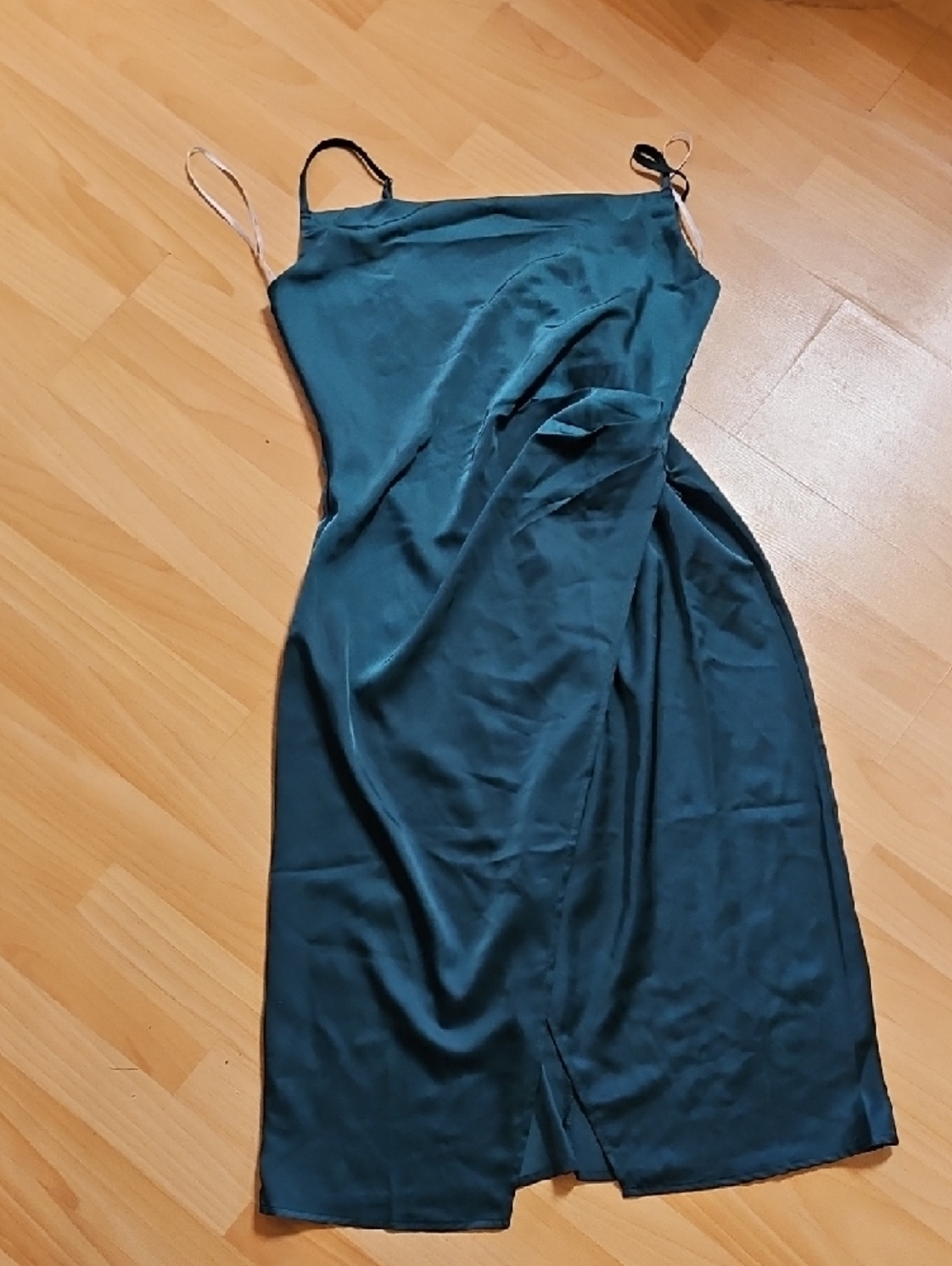 Sleek Dark Green Cowl Neck Slip Dress - Women